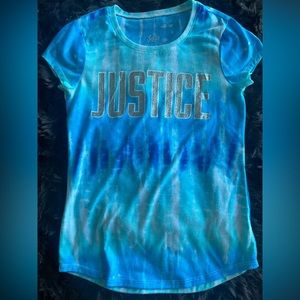 Girls blue tie dye Justice shirt
